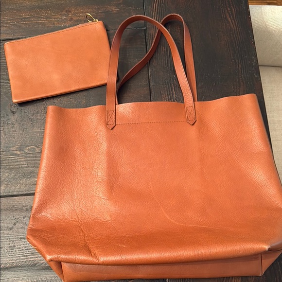 Madewell Leather Transport Tote Bag and Pouch - Picture 1 of 5